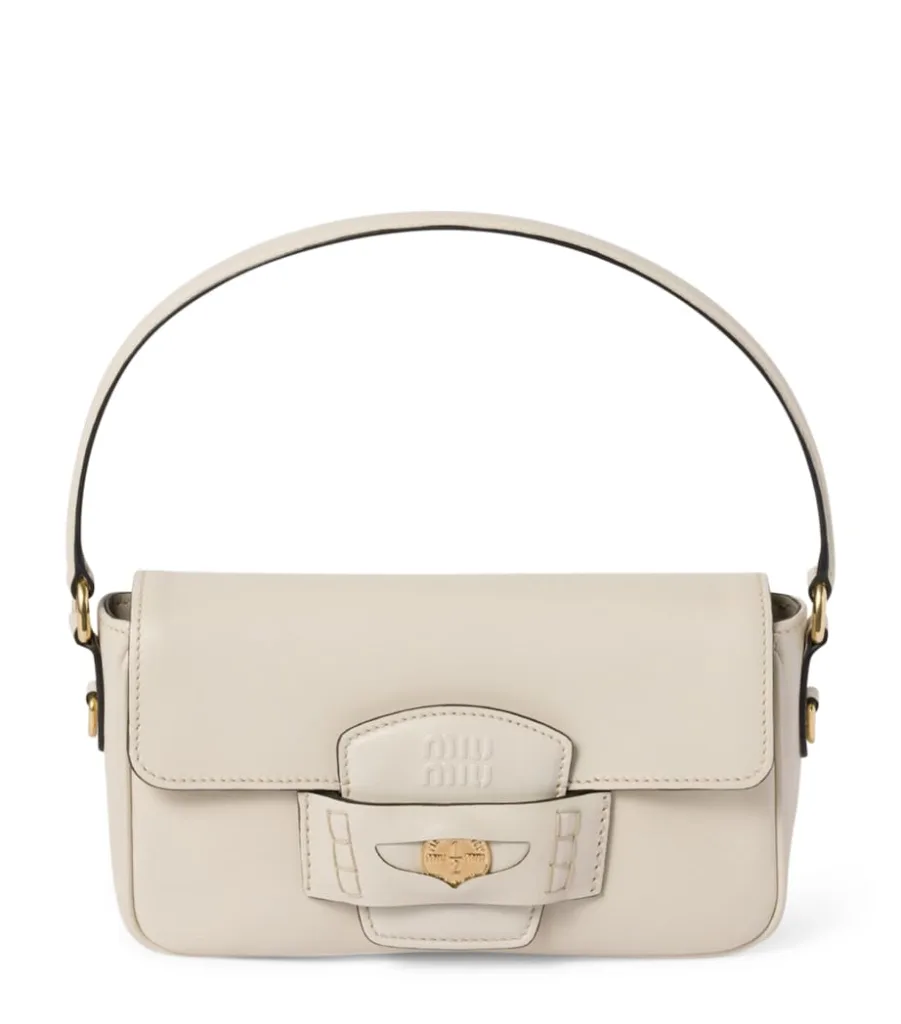 Miu Miu Chalk White Leather Penny Shoulder Bag