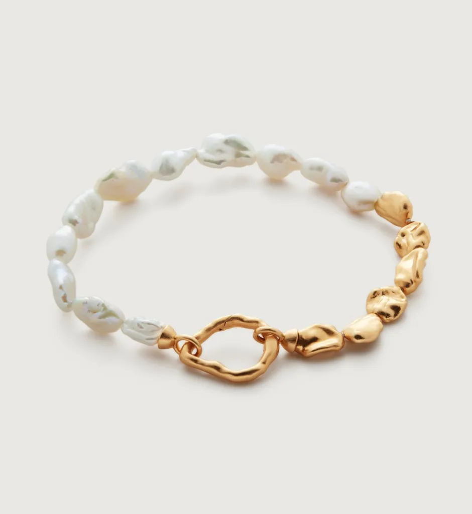 Monica Vinader Amy Powney Keshi Gold and Pearl Braclet