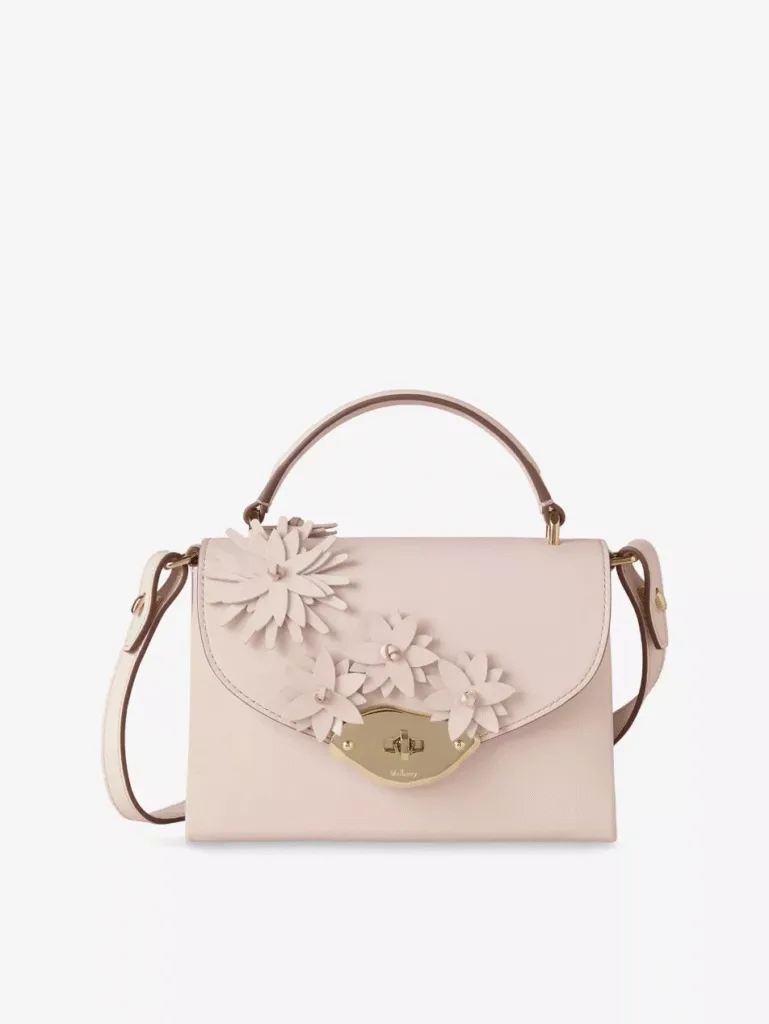 Mulberry Lana Flower Small Blossom Pink Leather Top Handle Bag