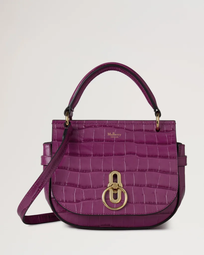 Mulberry Small Amberley Ochid Bloom Shiny Croc Satchel Top Handle