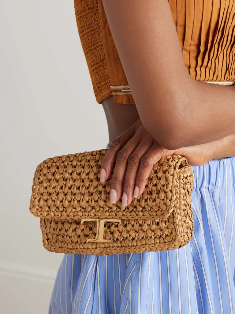 Tod's Micro Tan Raffia Clutch