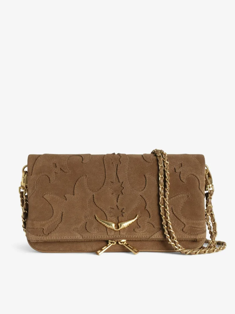 Zadig & Voltaire Rock Cognac Brown Suede Clutch