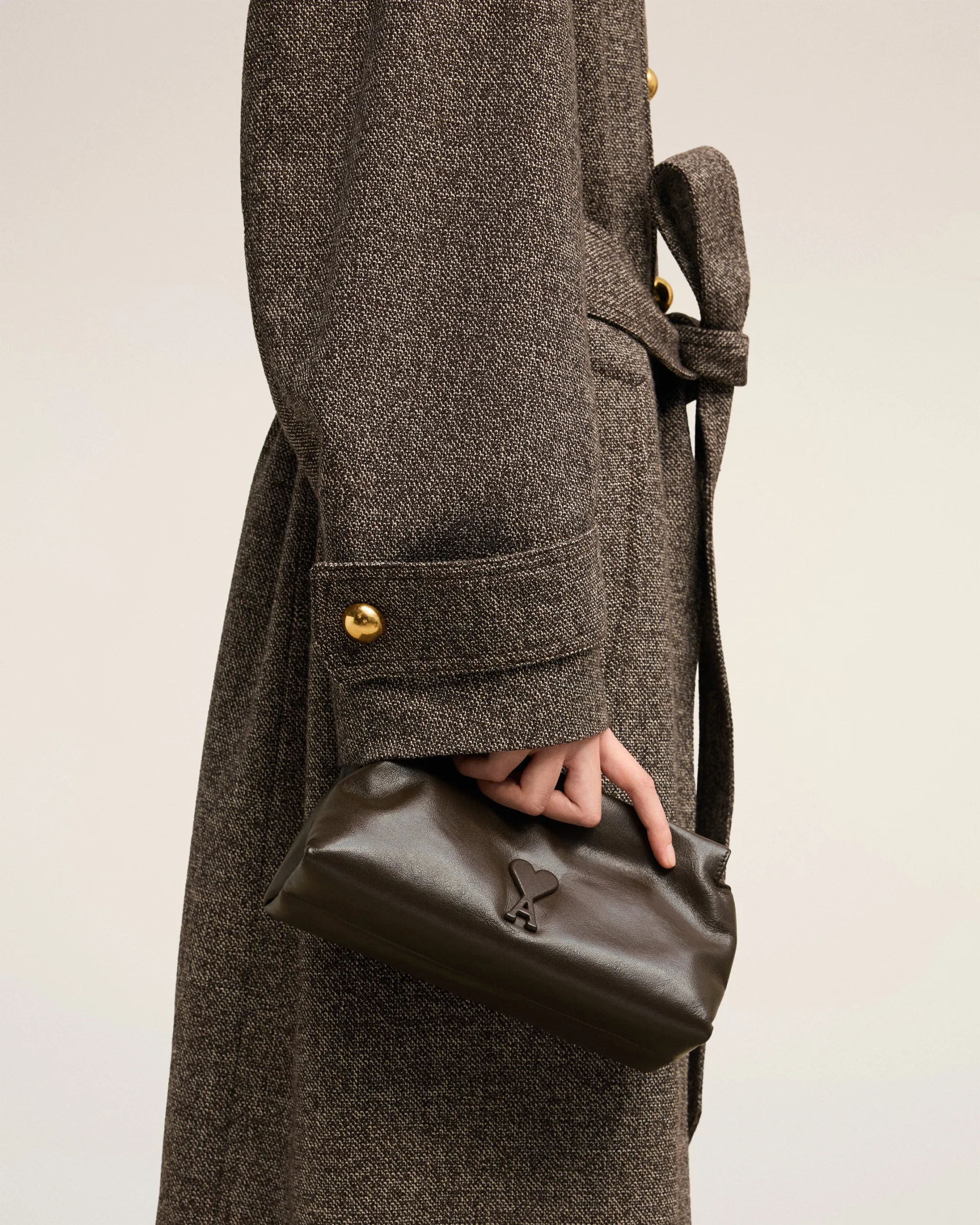 AMI Dark Coffee Leather Voulez-Vous Pouch