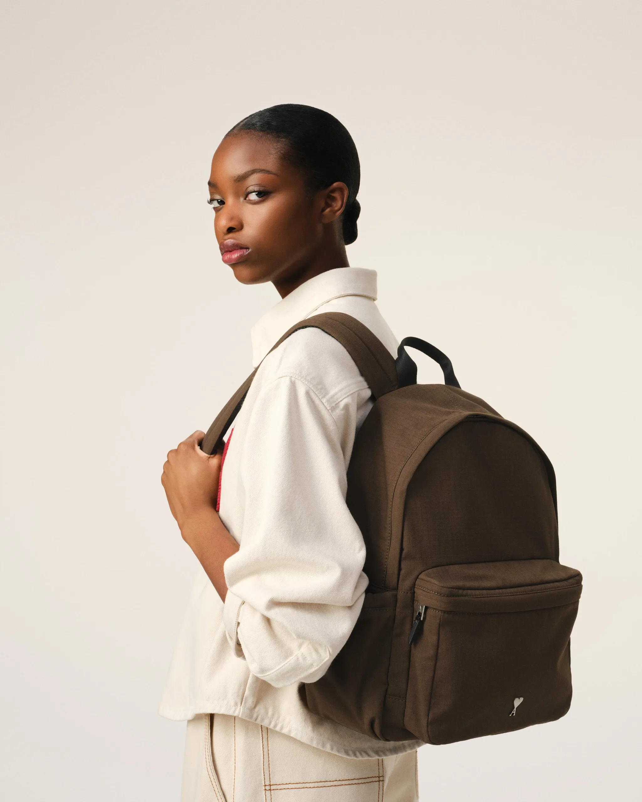 AMI Green Canvas Ami de Coeur Backpack