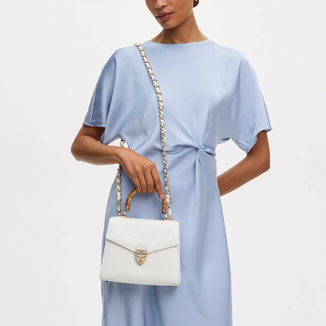 Aspinal Midi Mayfair 2 Deep Shine Shalk White Top-handle Bag