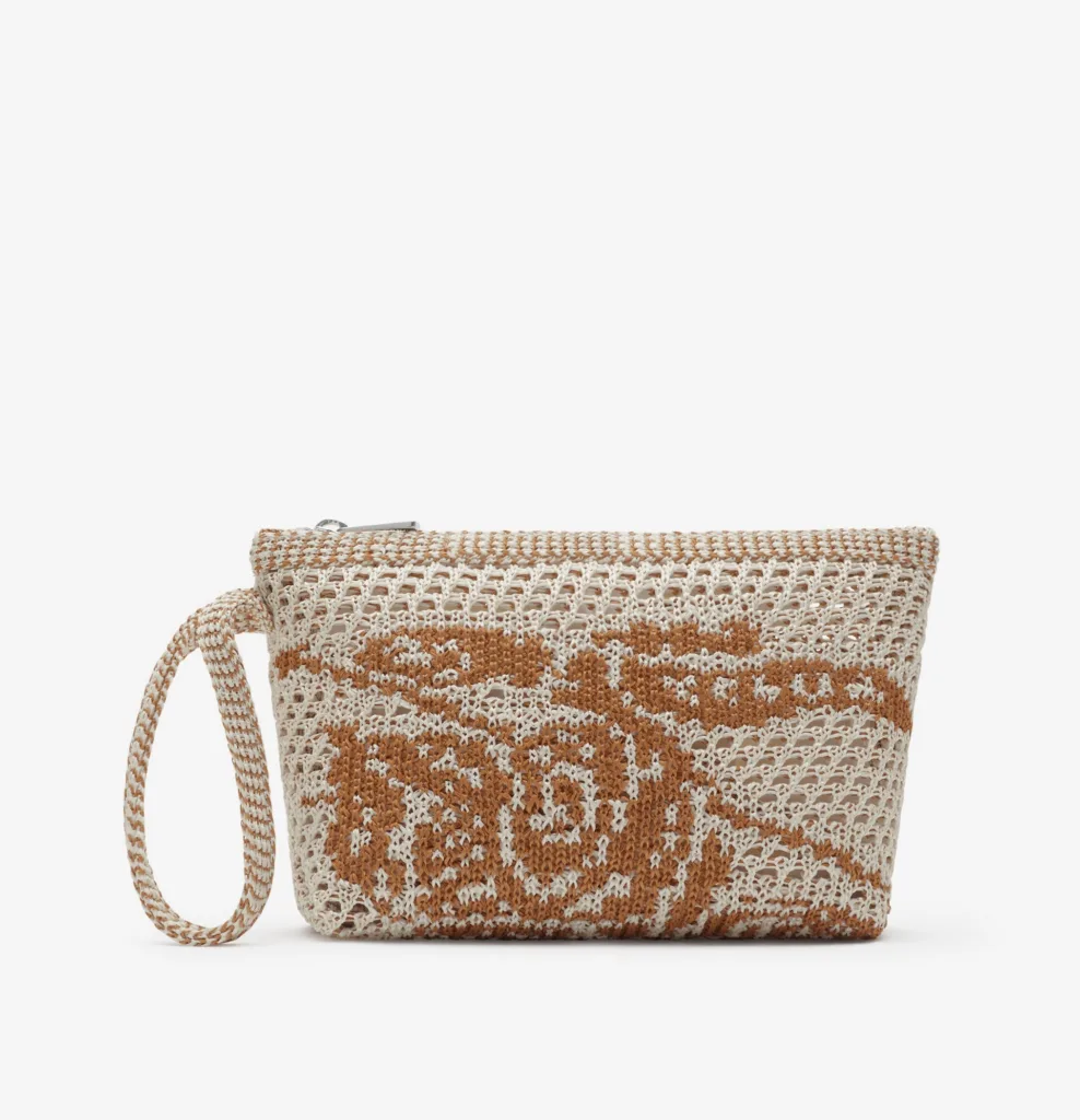 Burberry EKD Crochet Pouch in White & Sand