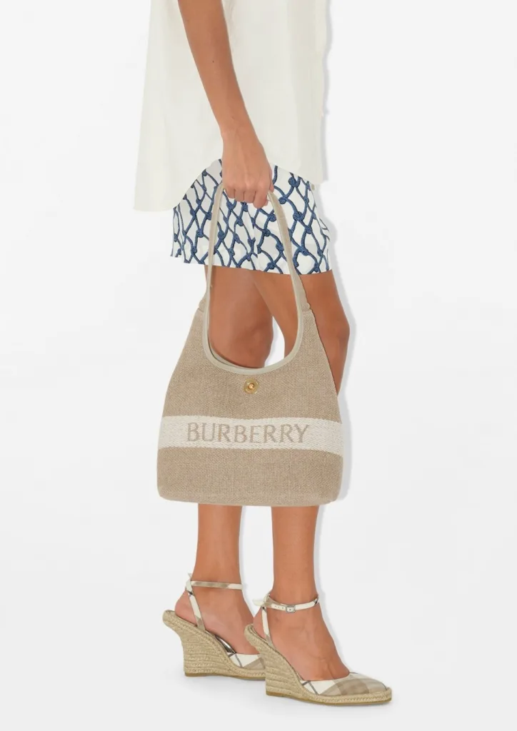 Burberry Small Logo Canvas Shoulder Bag in Natural