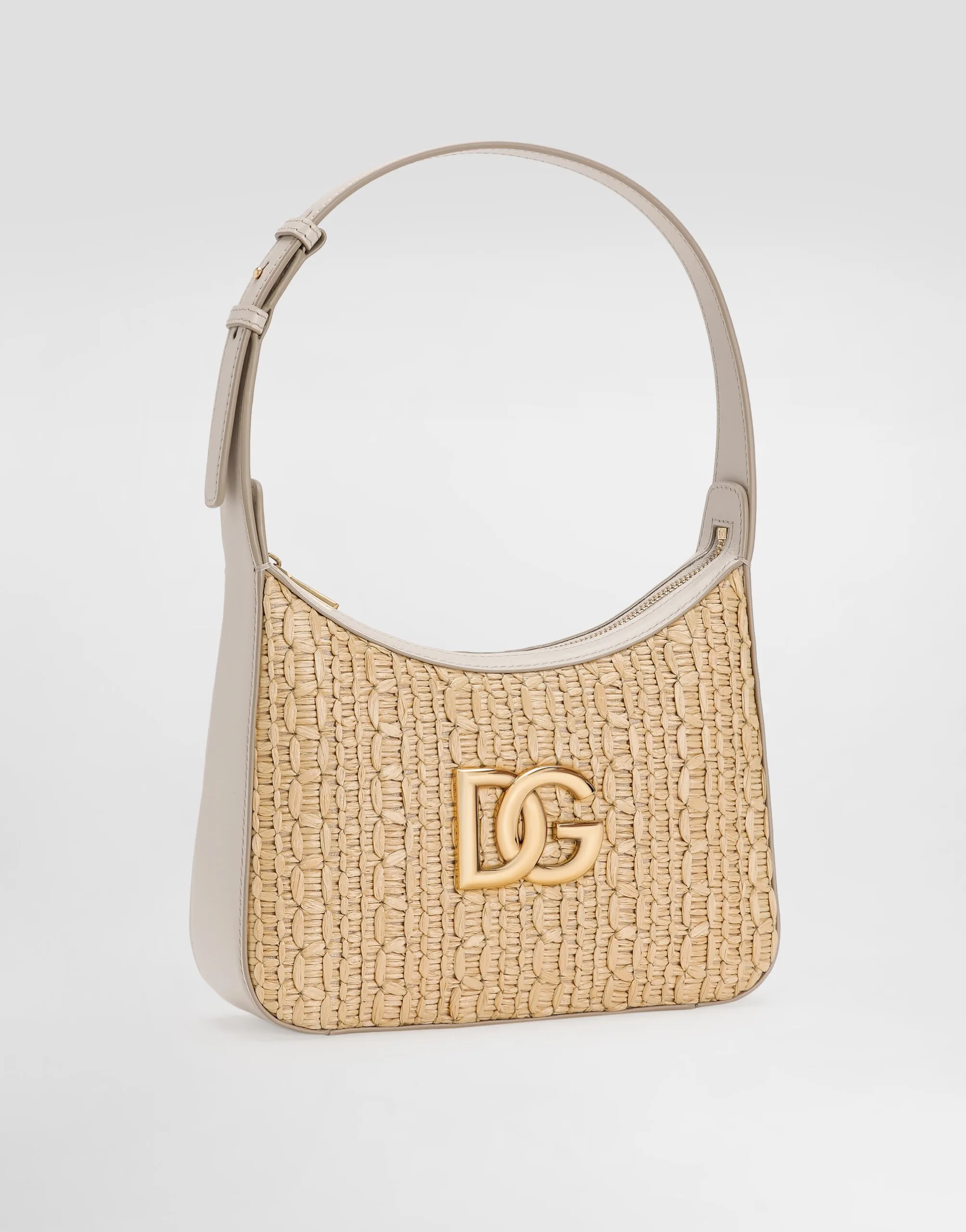 Dolce Gabbana Raffia Suede Crochet Shoulder Bag