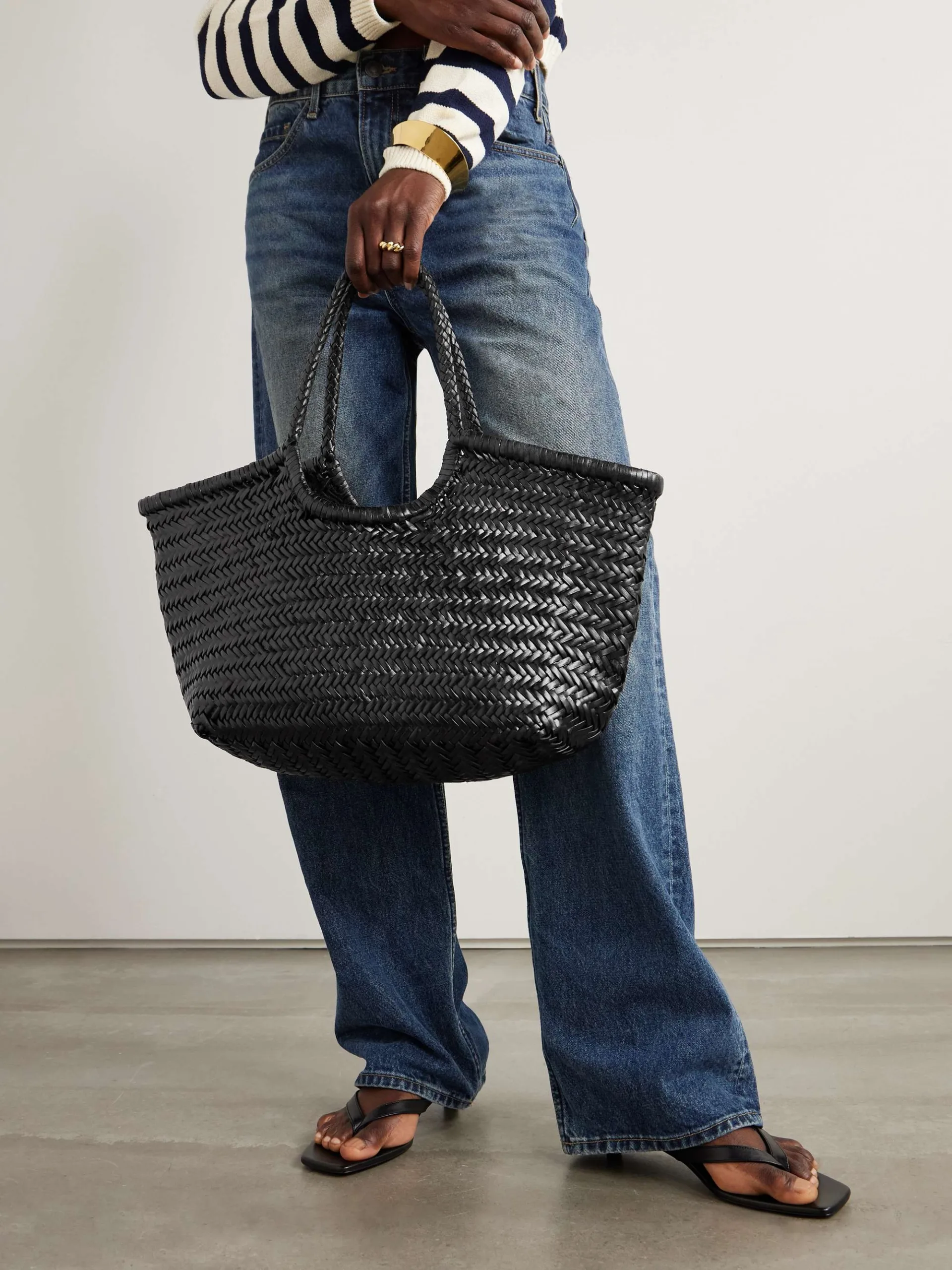 Dragon Diffusion Nantucket Large Woven Black Leather Tote