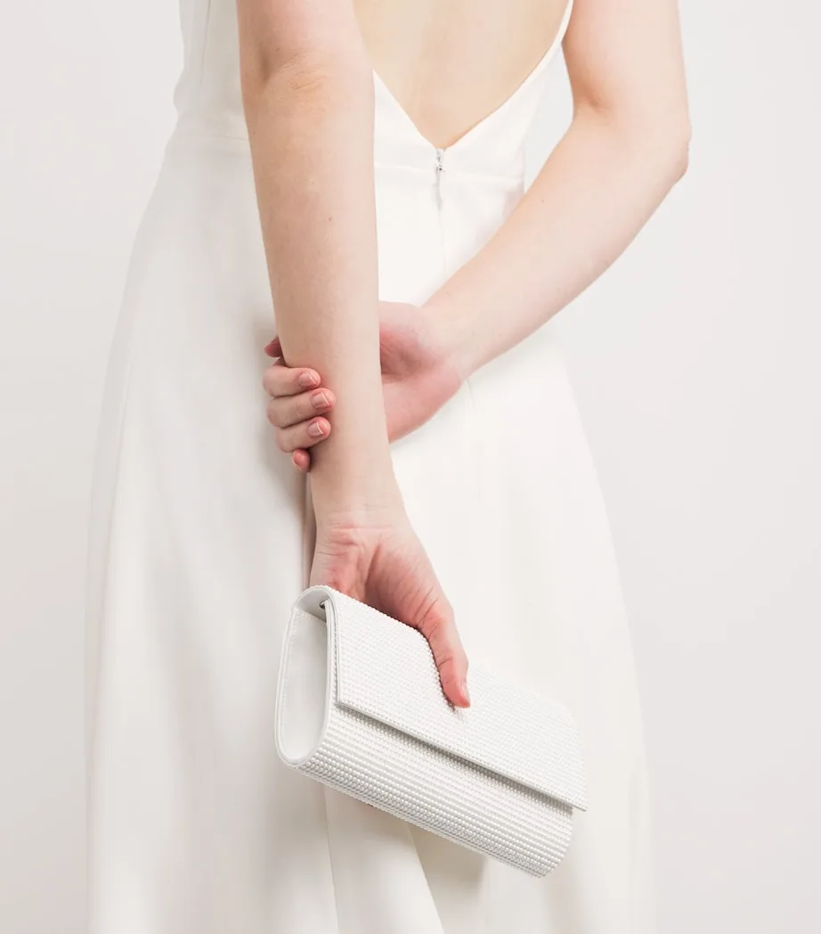 Judith Leiber Satin Pearlised Perry Clutch Bag