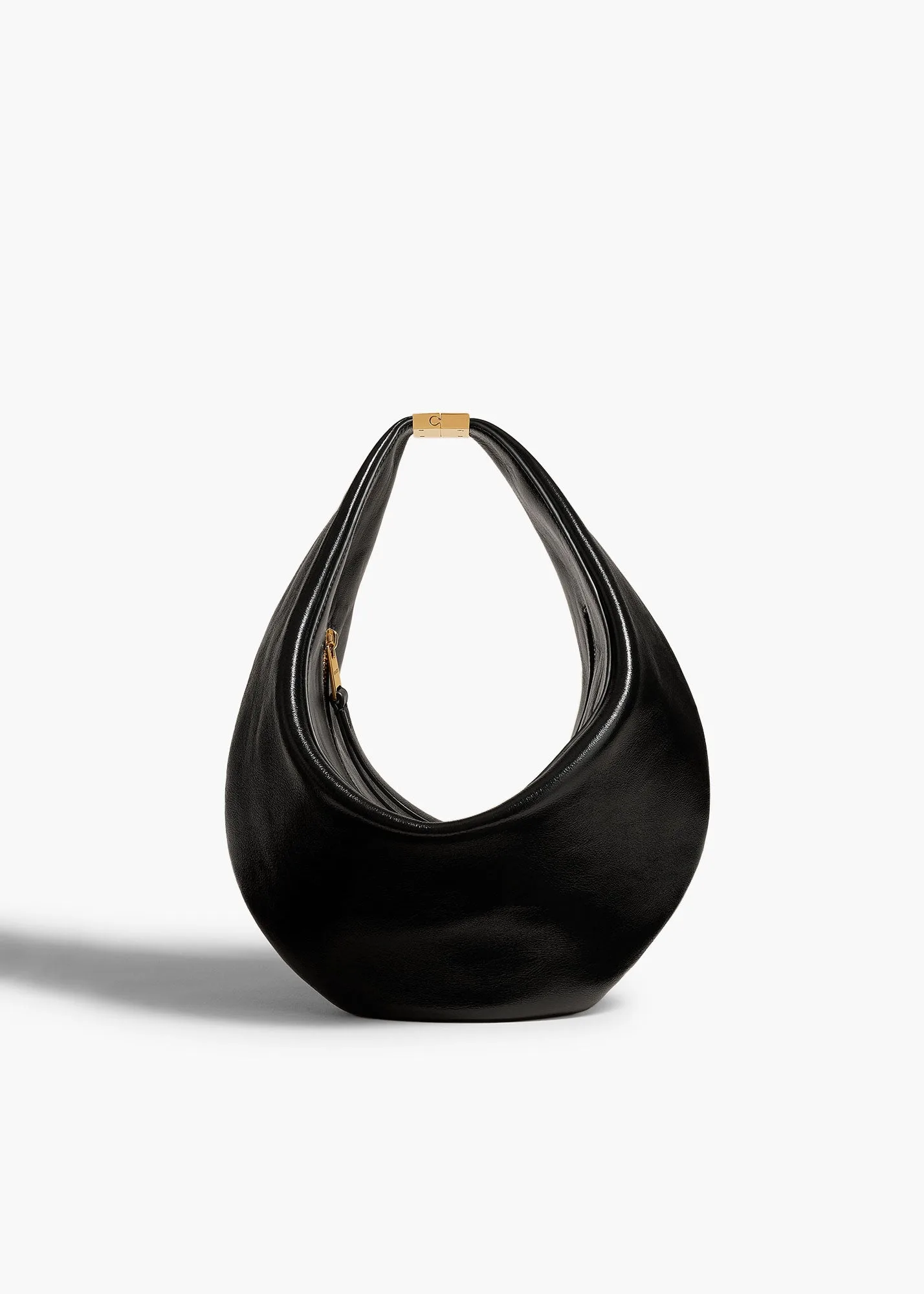 Khaite Small Olivia Black Crackle Patent Leather Hobo Bag