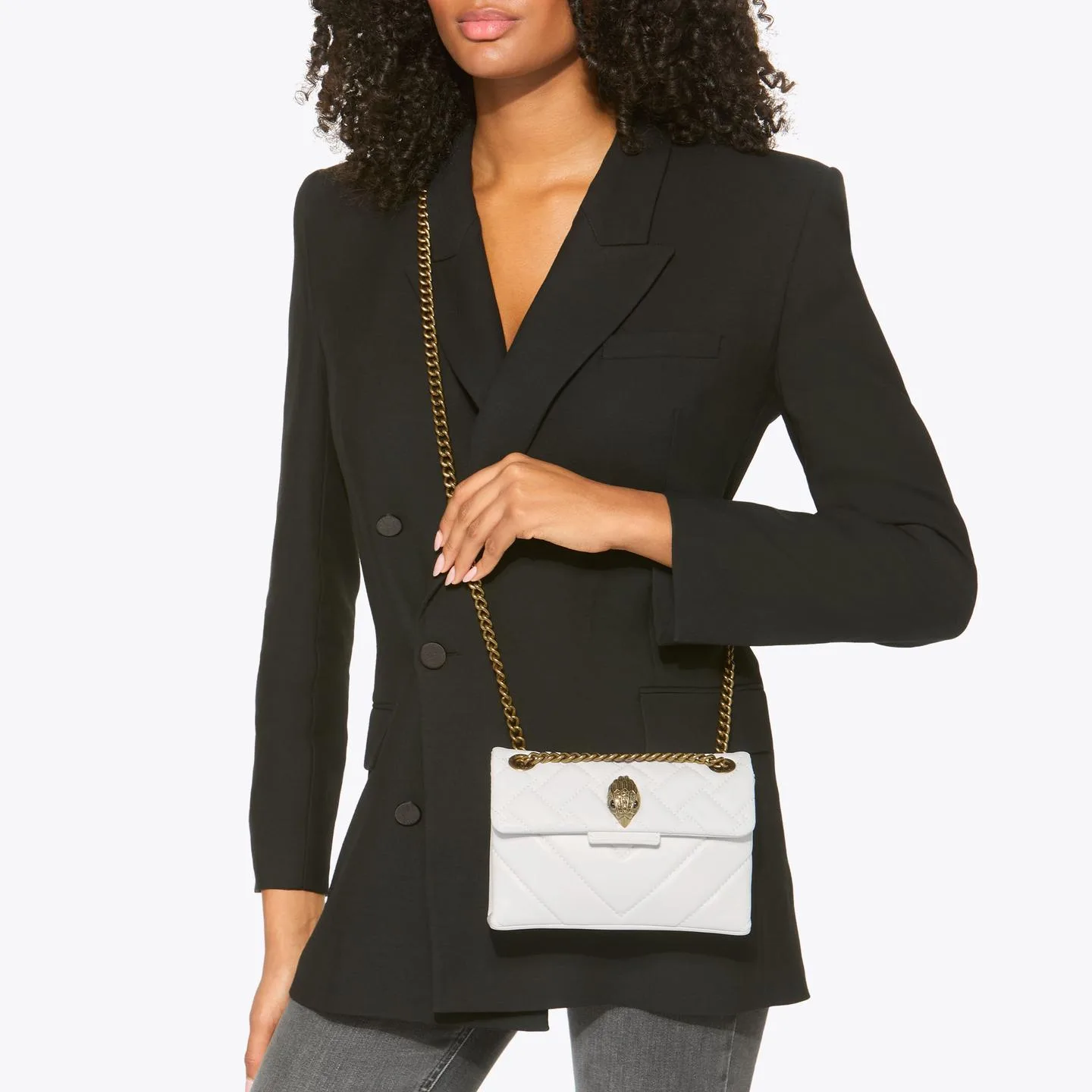 Kurt Geiger Mini White Leather Kensington Bag