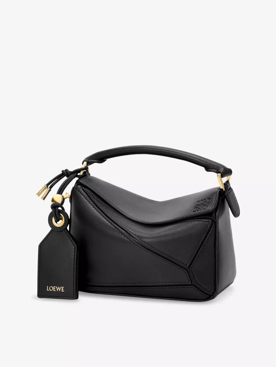 Loewe Mini Puzzle Black Lether Top-Handle Bag