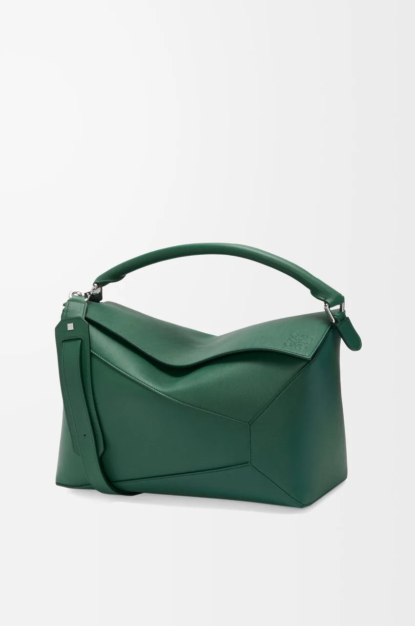 Loewe Puzzle Bag in Large Evergreen Classic Calfskin