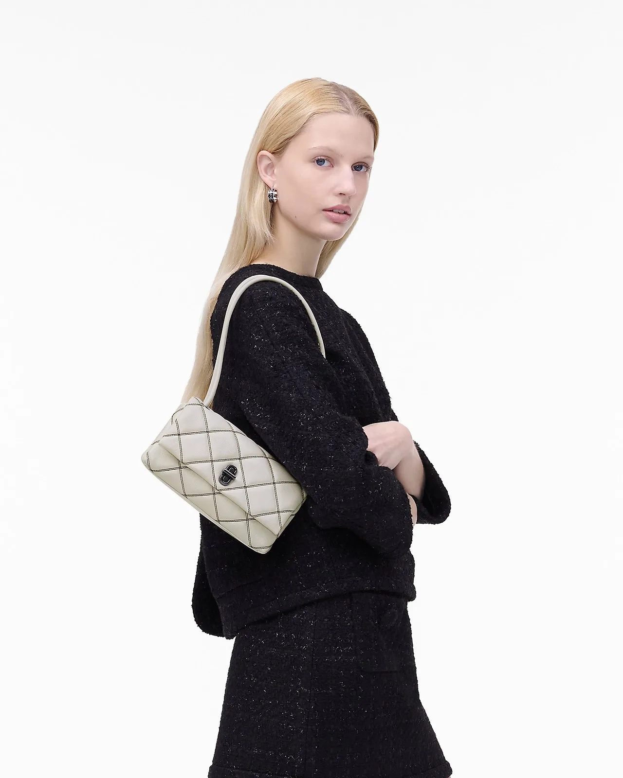 Marc Jacobs Bi-Color White Quilted Leather Mini Dual Shoulder Bag