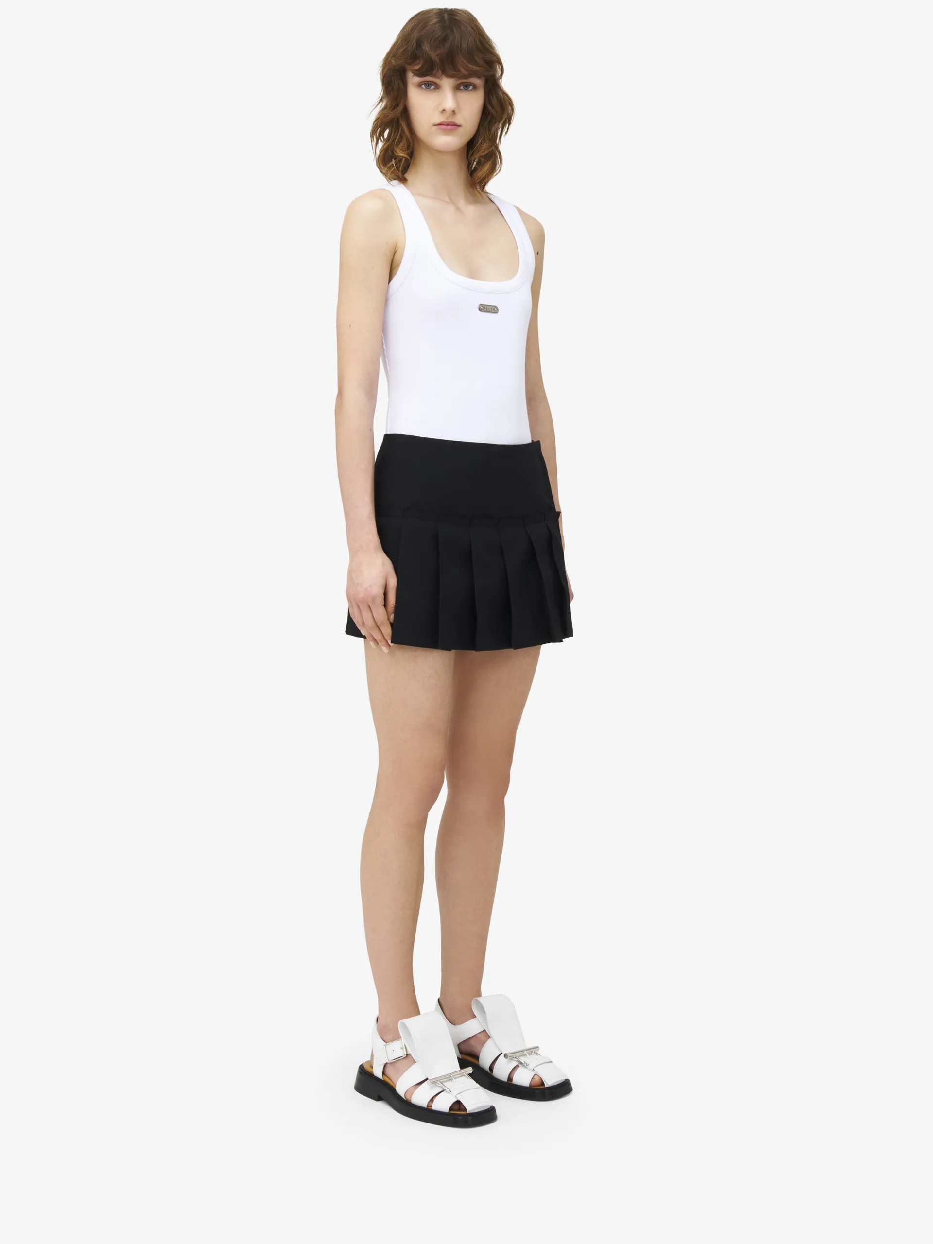 McQueen Kilt Pleated Mini Skirt Black Wool