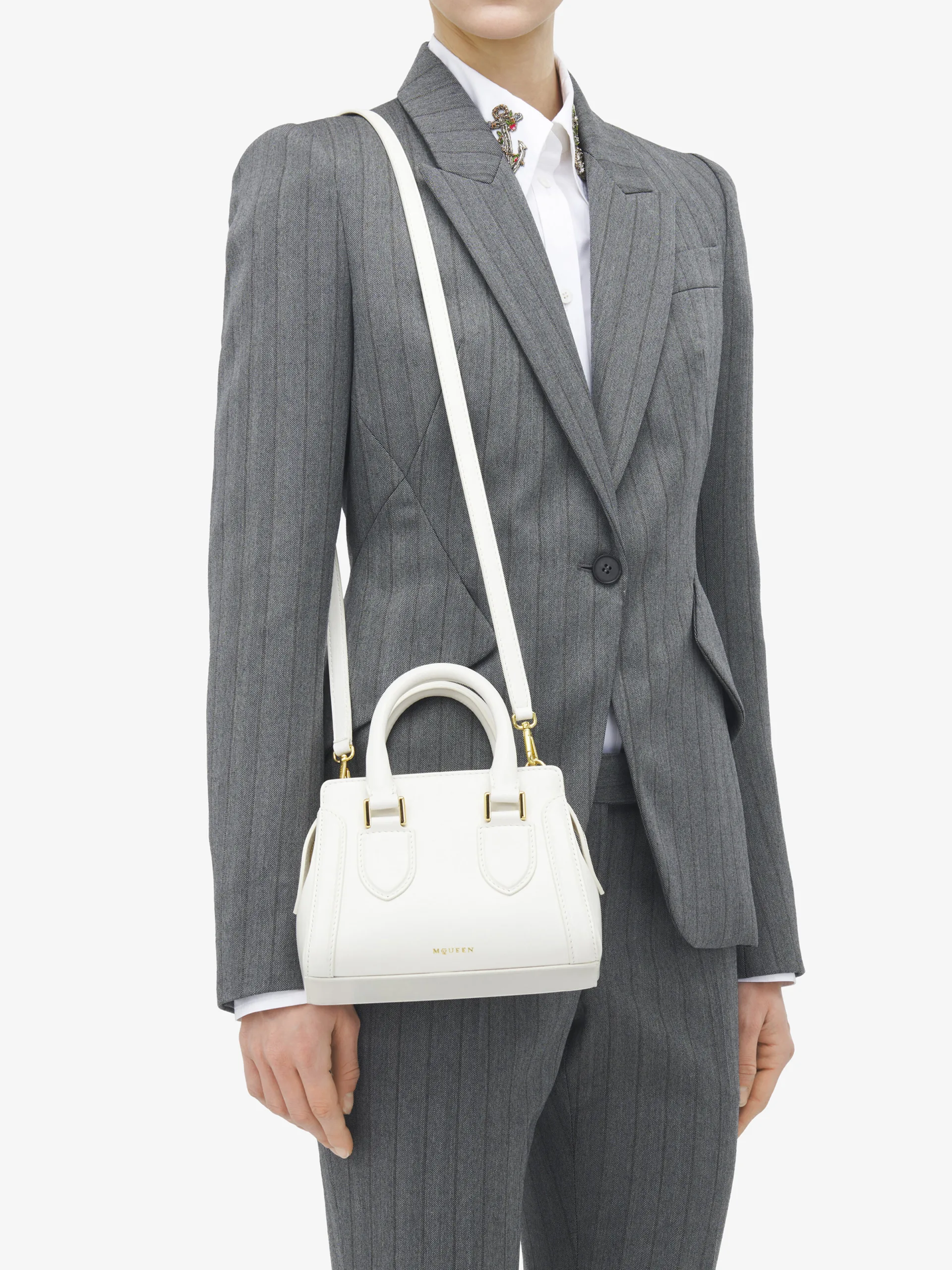 McQueen Mini Birdie Ivory Leather Shoulder Bag
