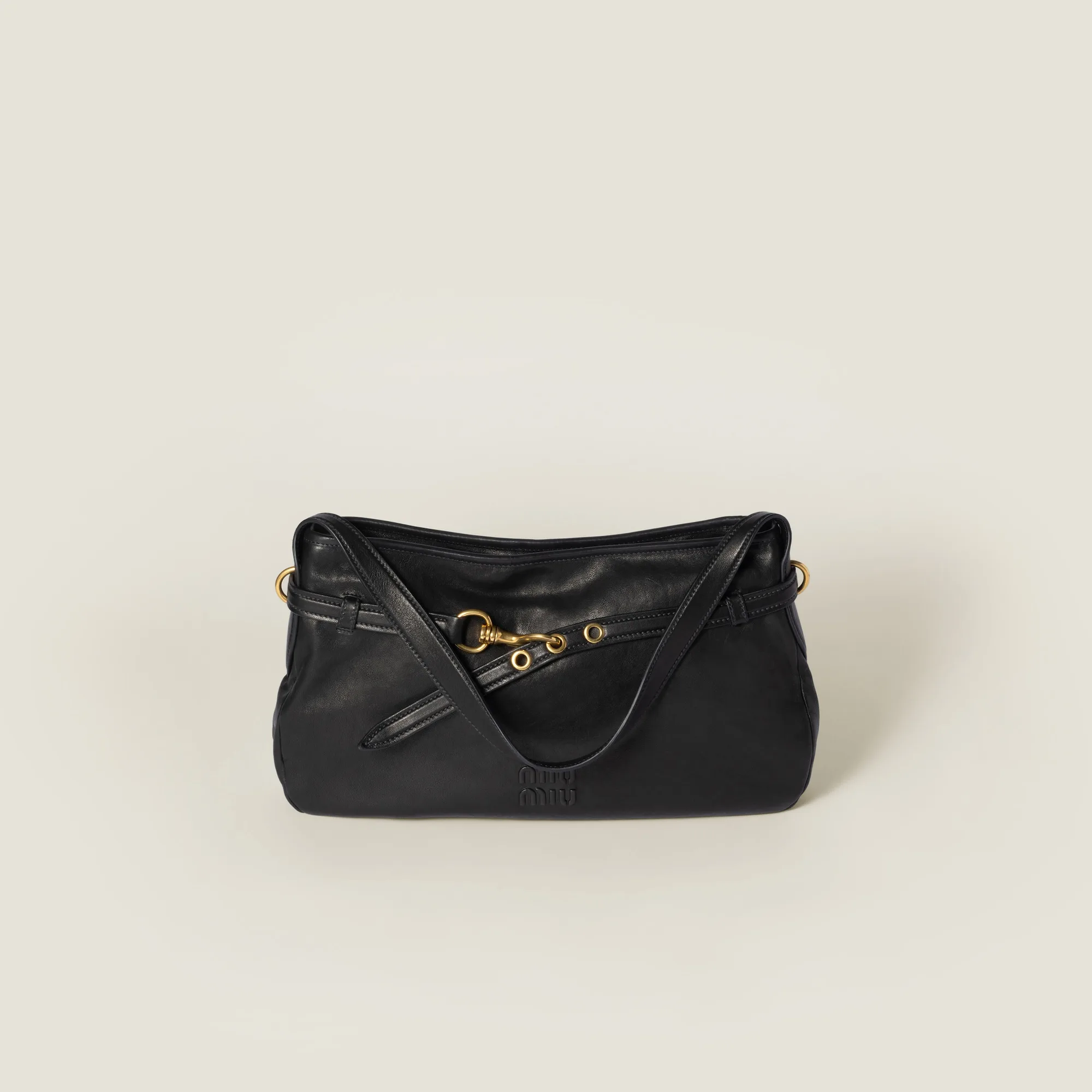 Miu Miu Aventure Black Nappa Leather Shoulder Bag