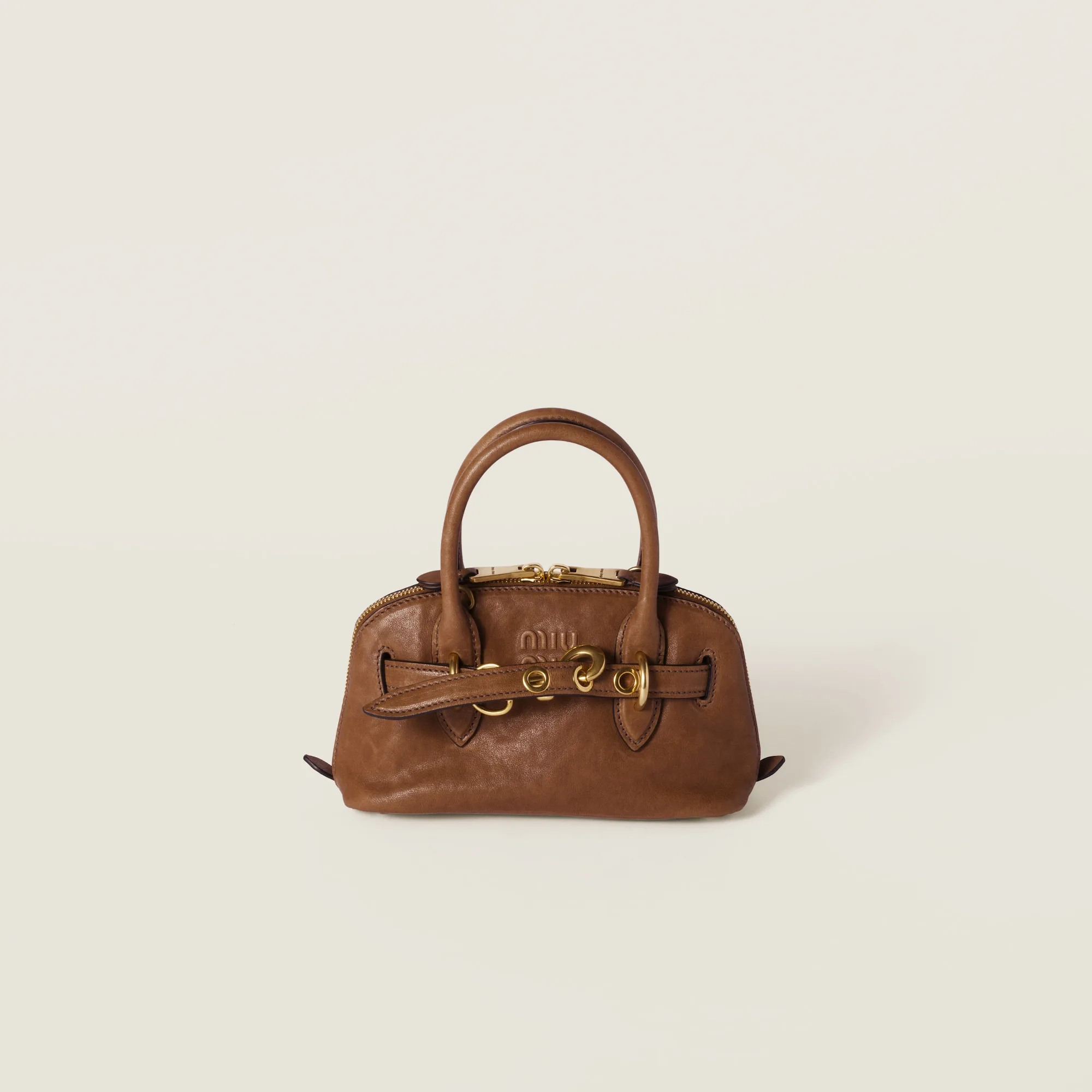 Miu Miu Aventure Mini Oak Nappa Leather Top Handle Bag