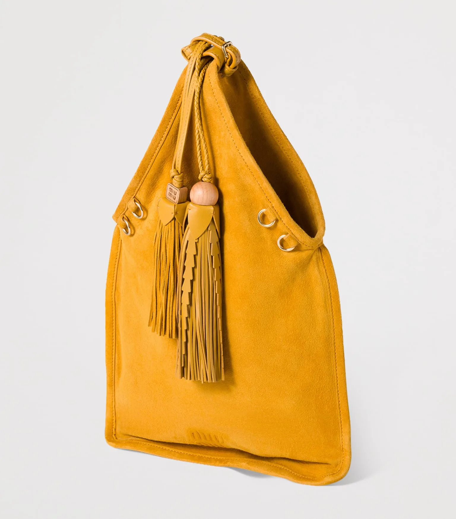 Miu Miu Whiskey Suede Tassel Tote Bag