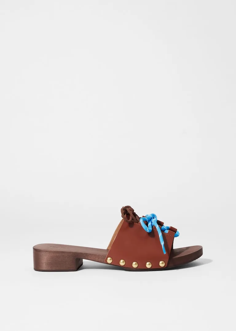 & Other Stories Lace Up Clog Brown Sandals