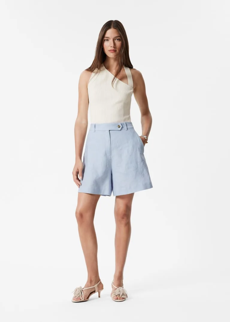 & Other Stories Light Blue Linen Shorts