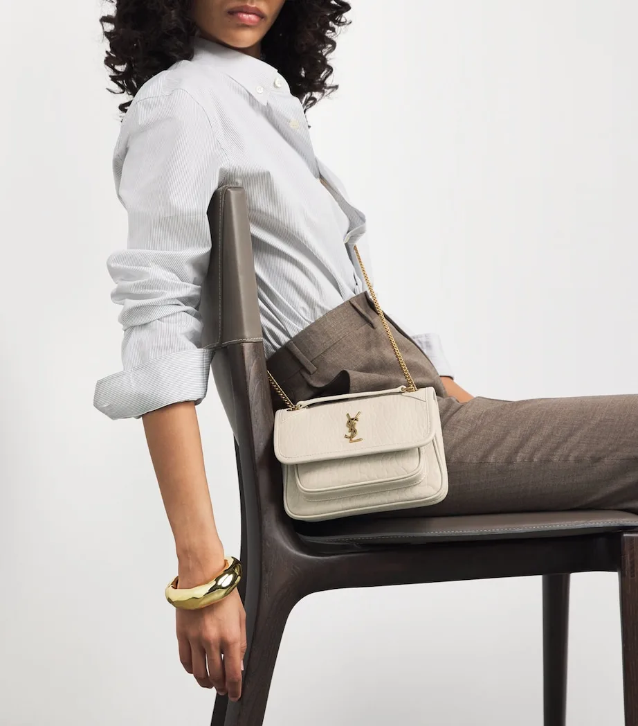 Saint Laurent Niki Mini Blanc Vintage Leather Shoulder Bag