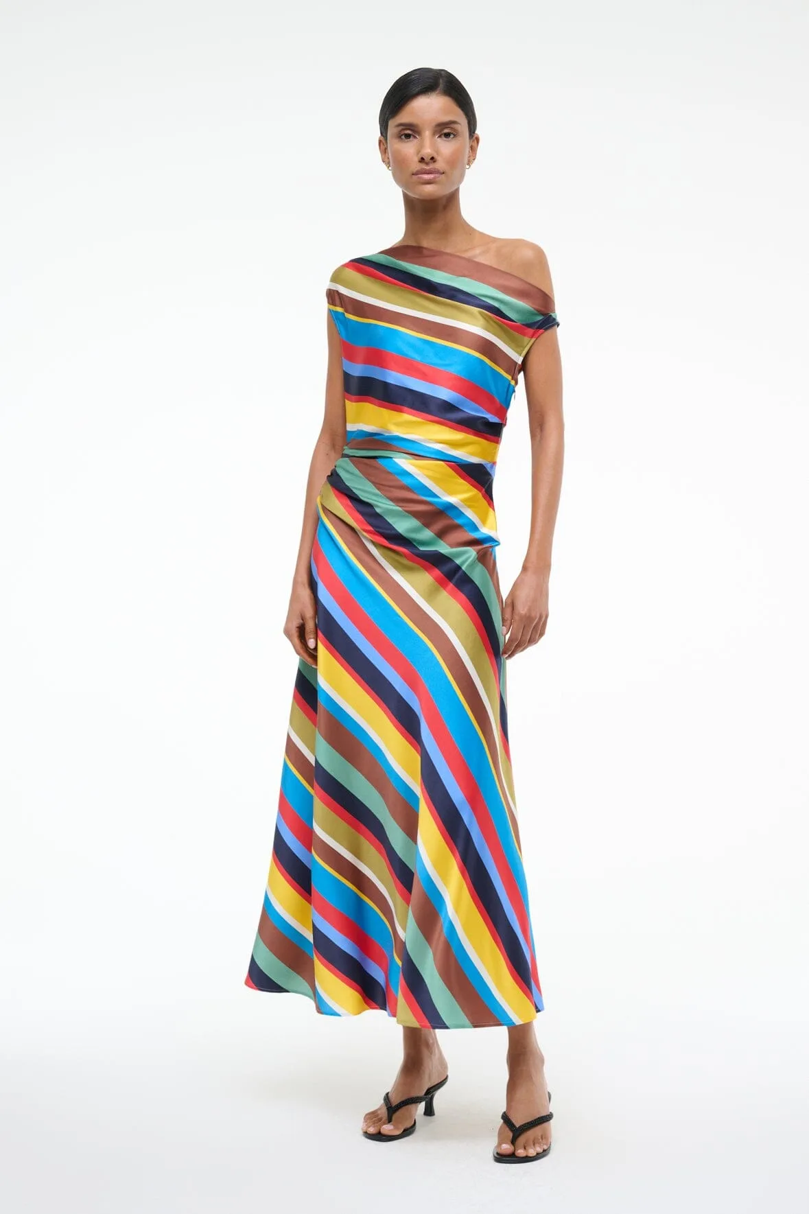 Staud Phare Market Stripe Silk Dress