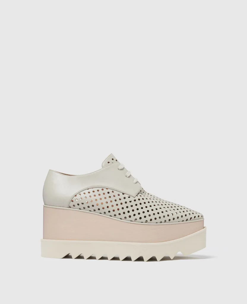 Stella McCartney Elyse Perforated Beige Platform Shoes