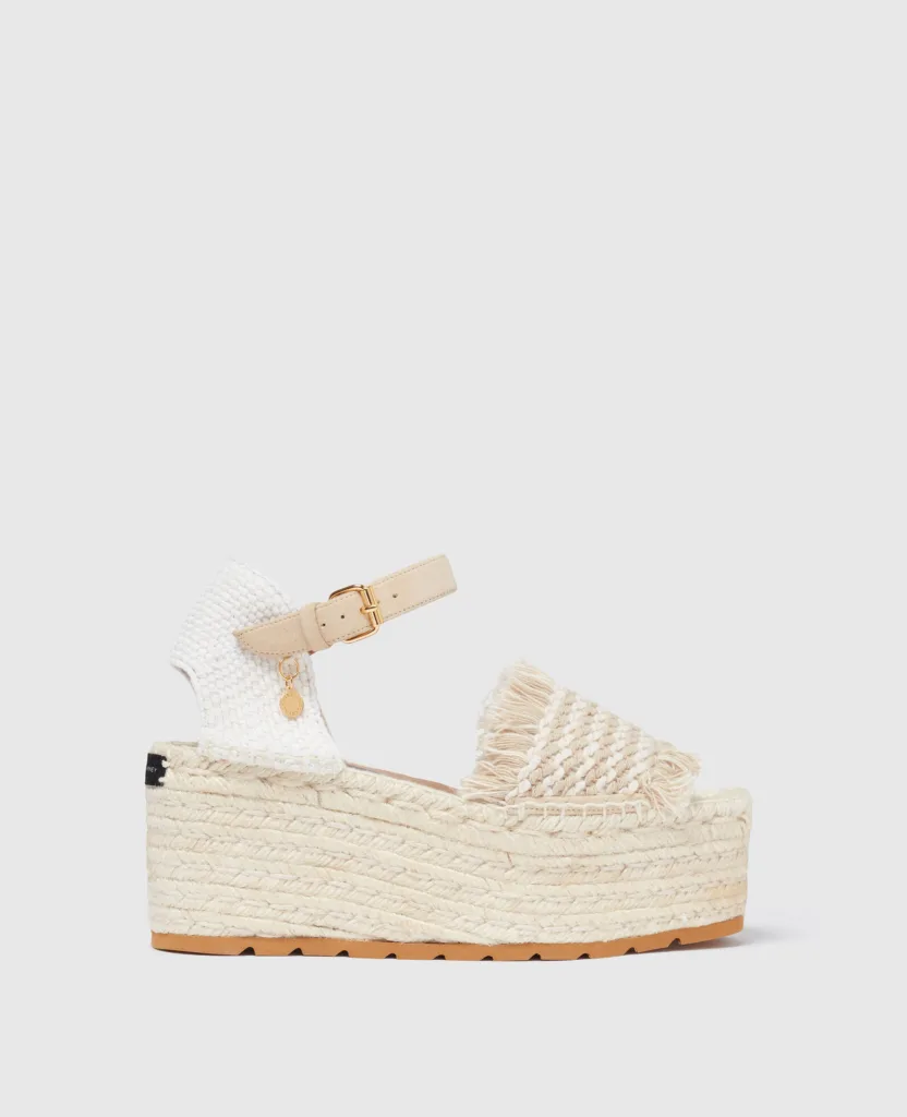 Stella McCartney Gaia Platform Espadrille Beige Wedges