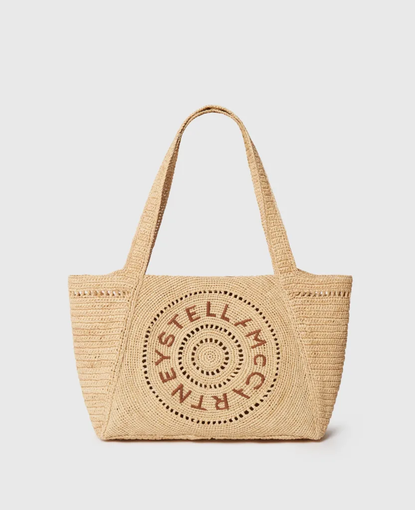 Stella McCartney Logo Natural Raffia Medium Tote Bag