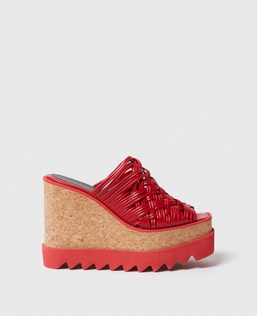 Stella McCartney Sneak-Elyse Red Woven Platform Wedge Sandals