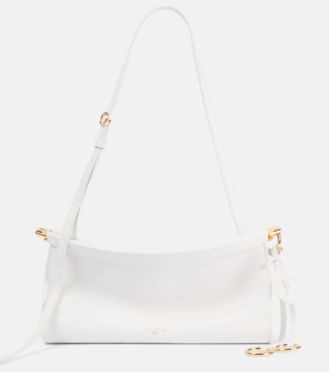 Alaïa Le Click East West Small White Leather Shoulder Bag