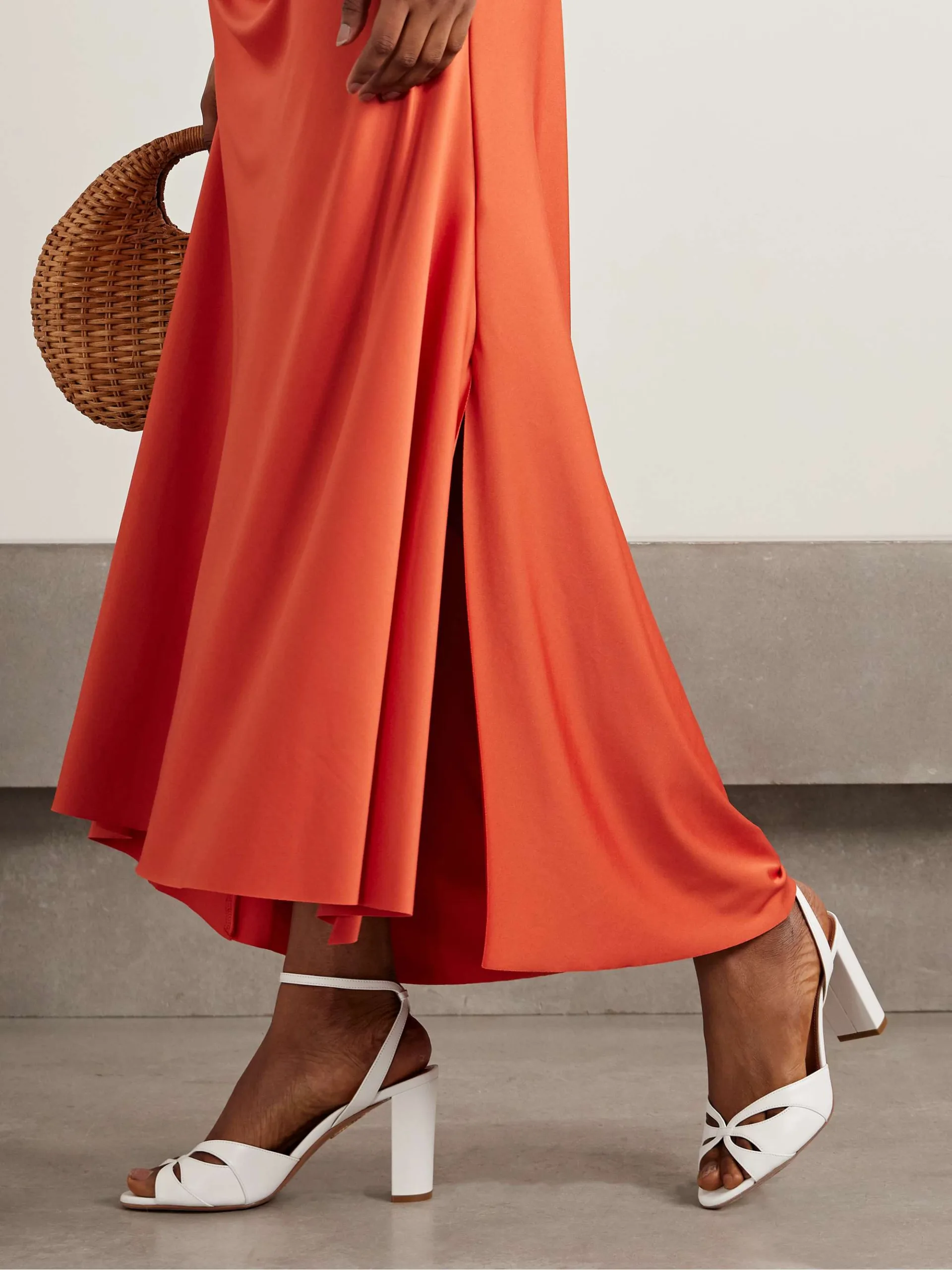 Aquazzura Moves 85mm White Leather Sandals