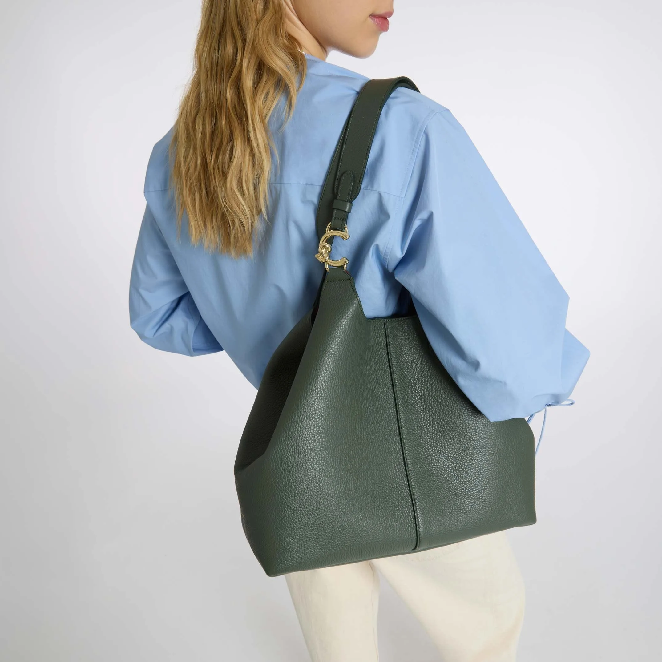 Coccinelle C-Easy Large Alga Leather Tote Bag