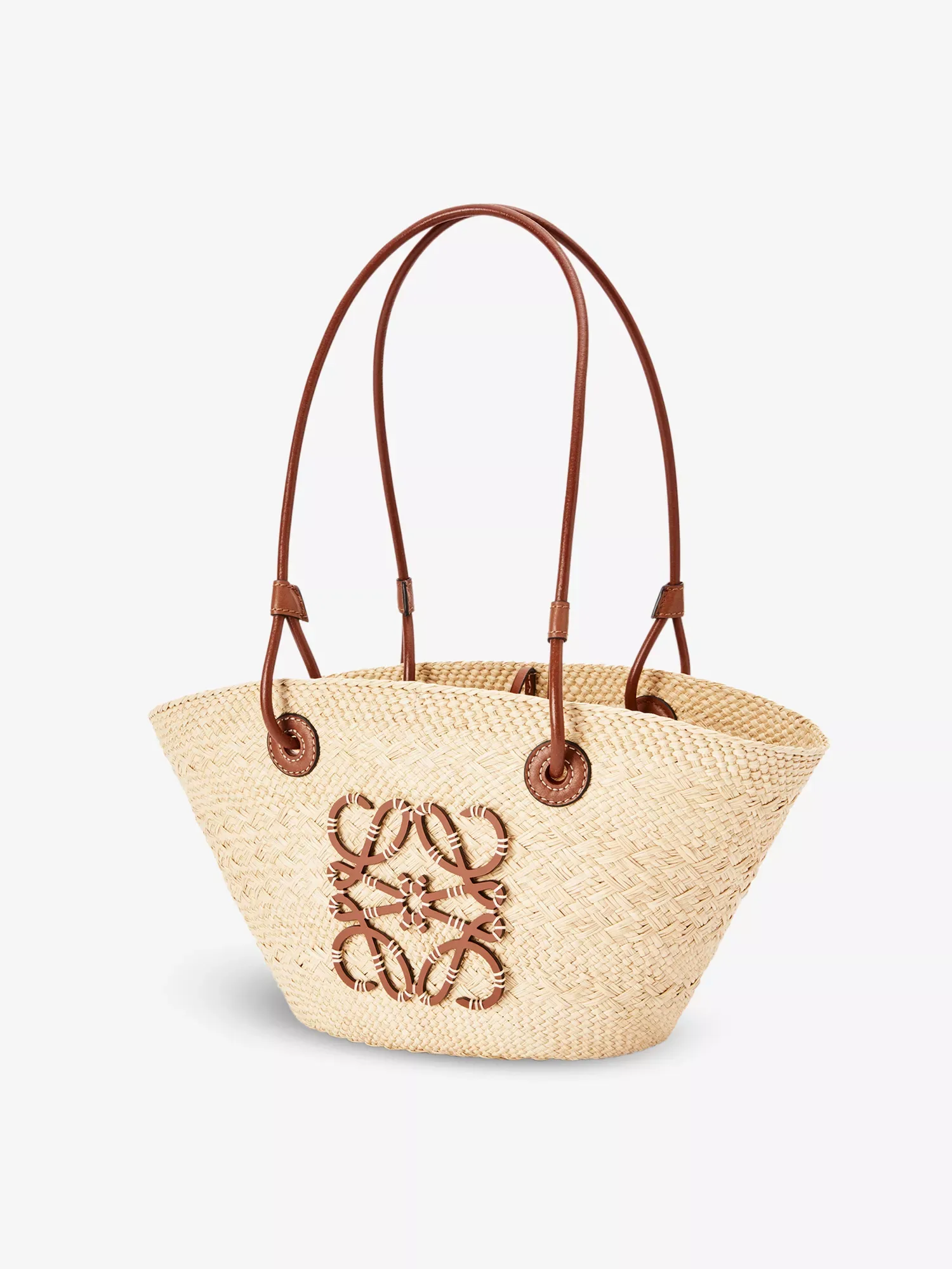 Loewe Anagram Small Iraca Palm and Leather Basket Bag