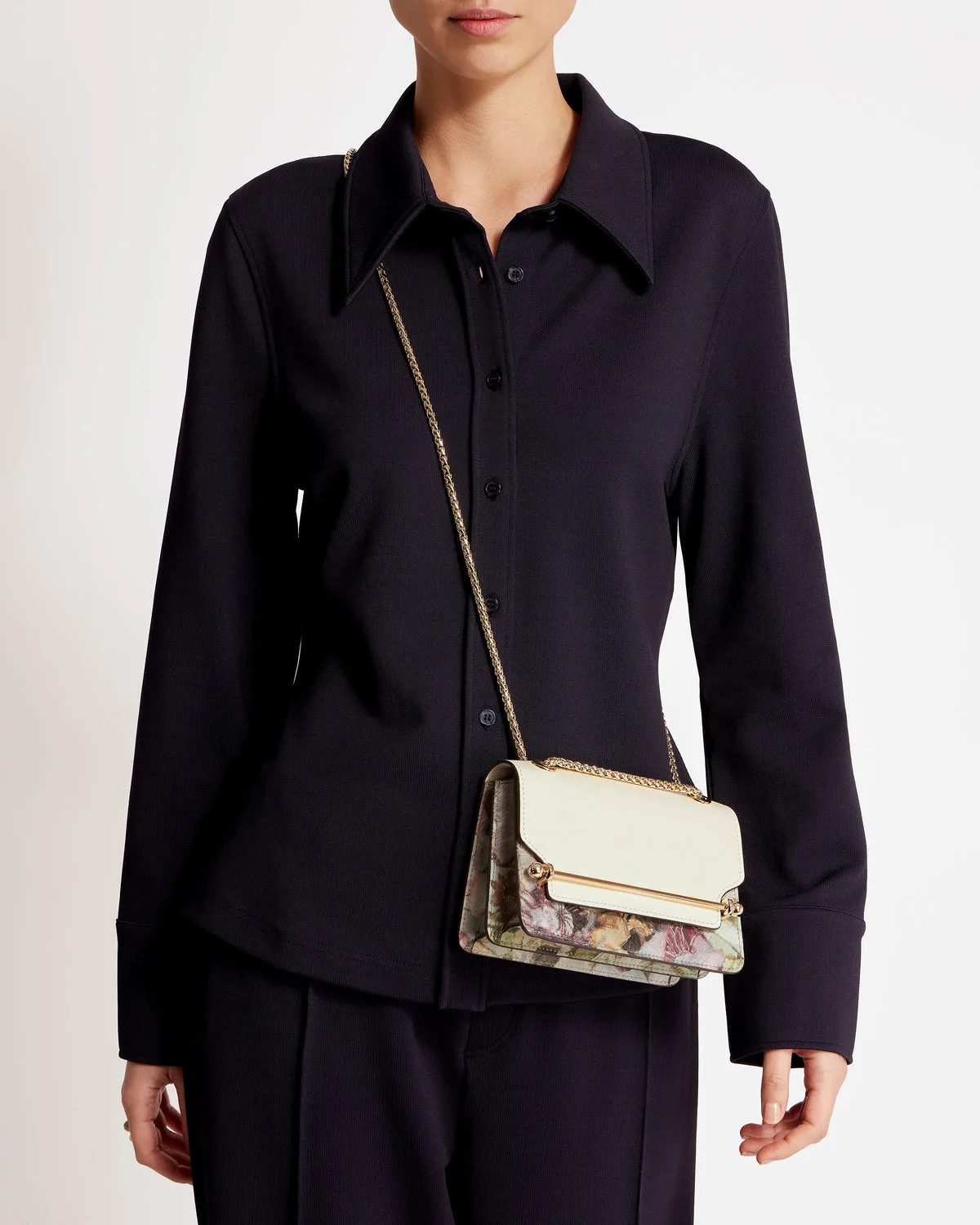 Strathberry East West Mini Textured Floral & Vanilla Crossbody