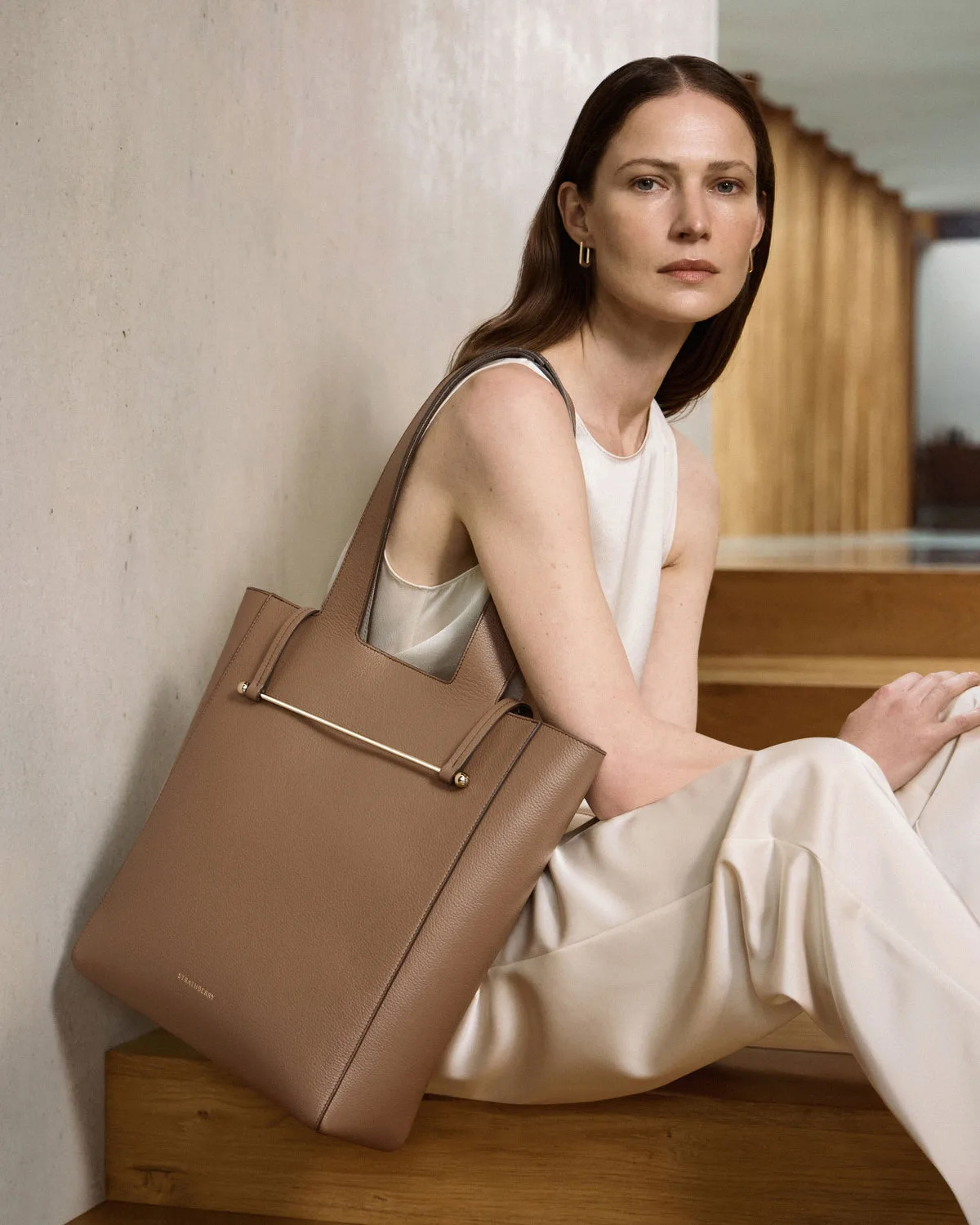 Strathberry Melody Clay Leather Tote
