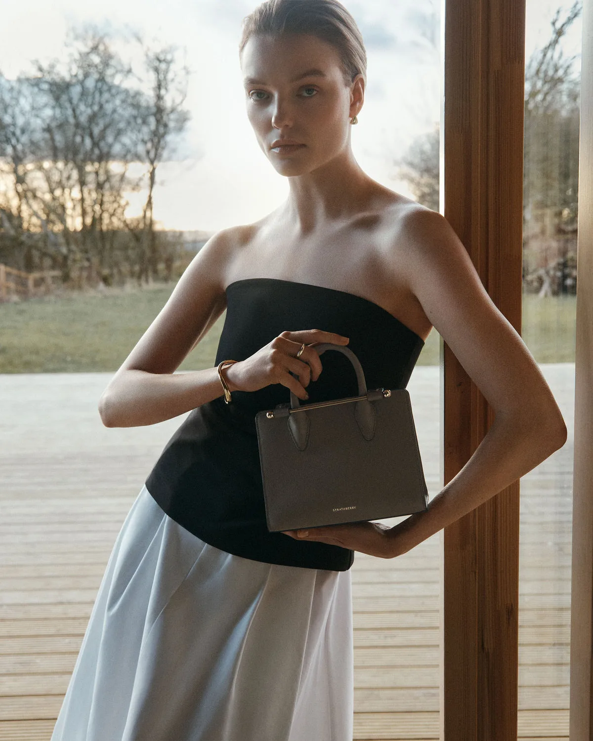 Strathberry Mini Taupe Leather Tote