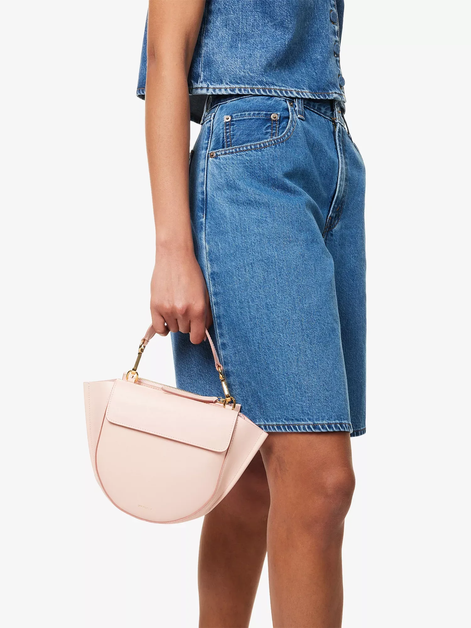 Wandler Hortensia Rose Petal Leather Mini Top-Handle Bag