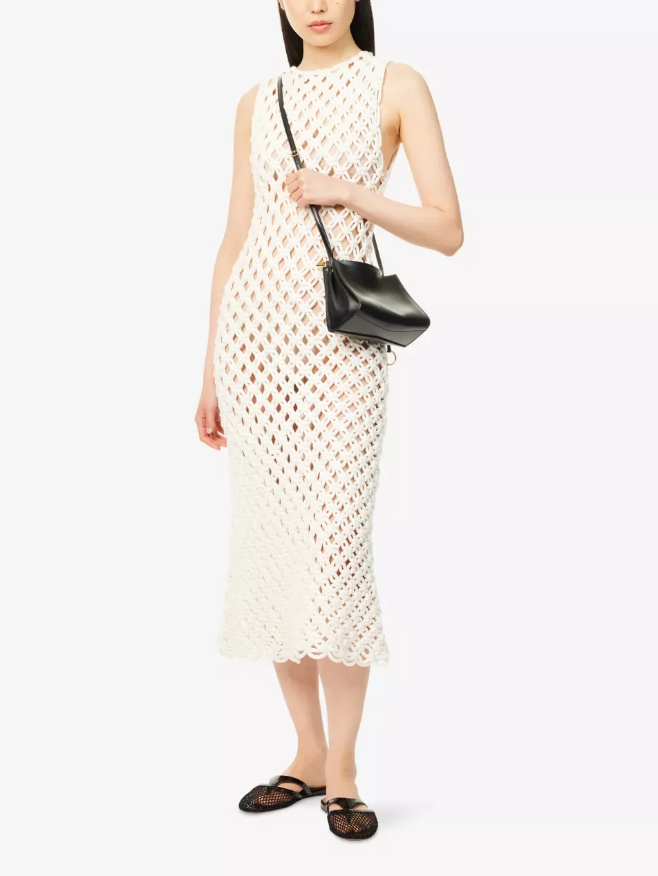 Alaïa Knot Sleeveless Blanc Cotton-Blend Maxi Dress