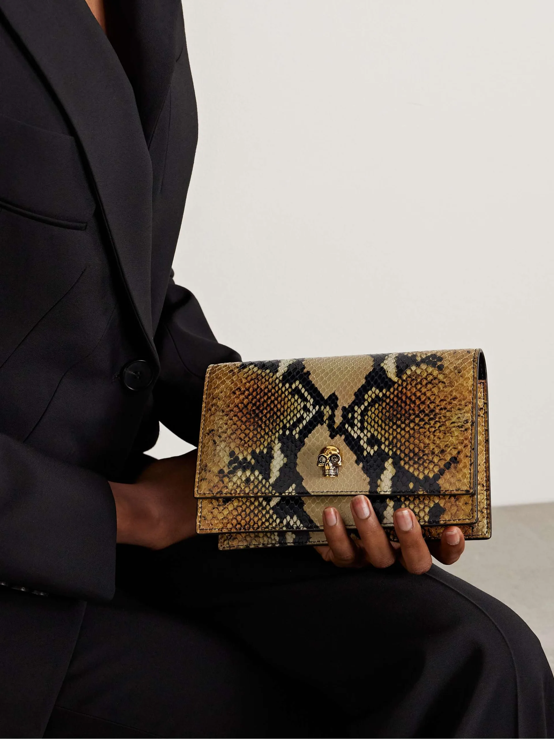 Alexander McQueen Skull Small Snake-effect Leather Shoulder Bag