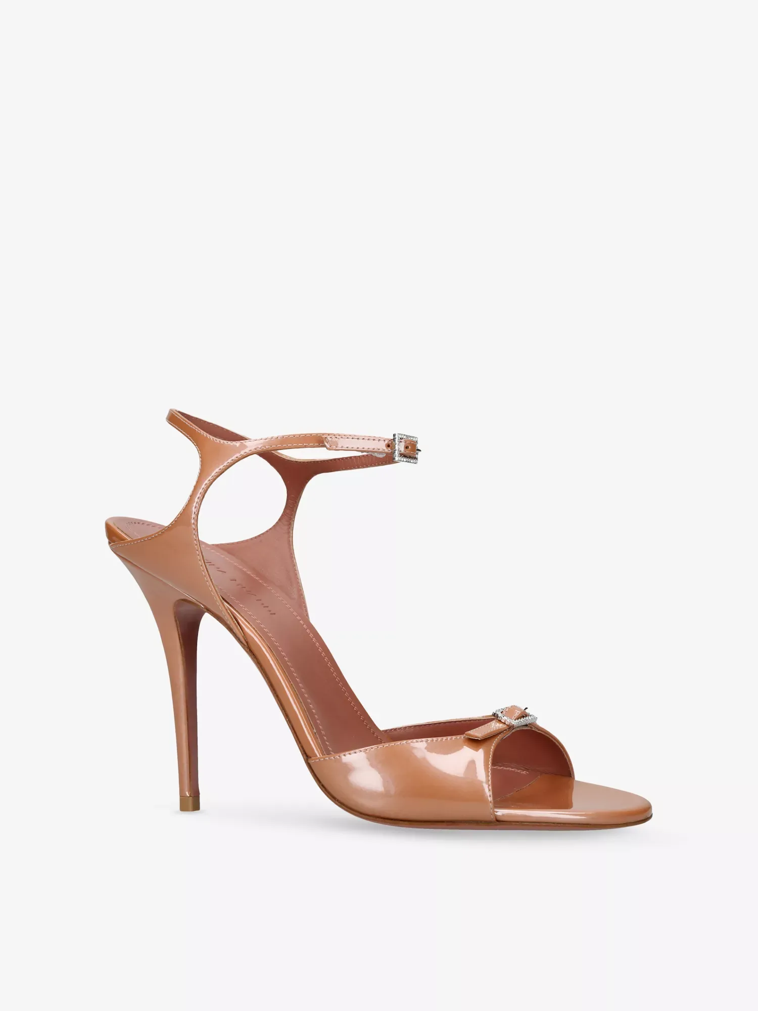 Amina Muaddi Adut 105mm Brown Leather Sandals