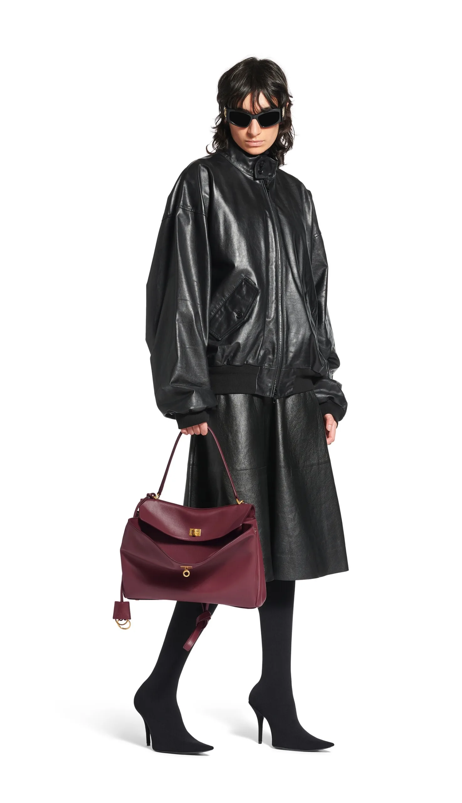 Balenciaga Medium Rodeo Dark Burgundy Smooth Calfskin Shoulder Bag