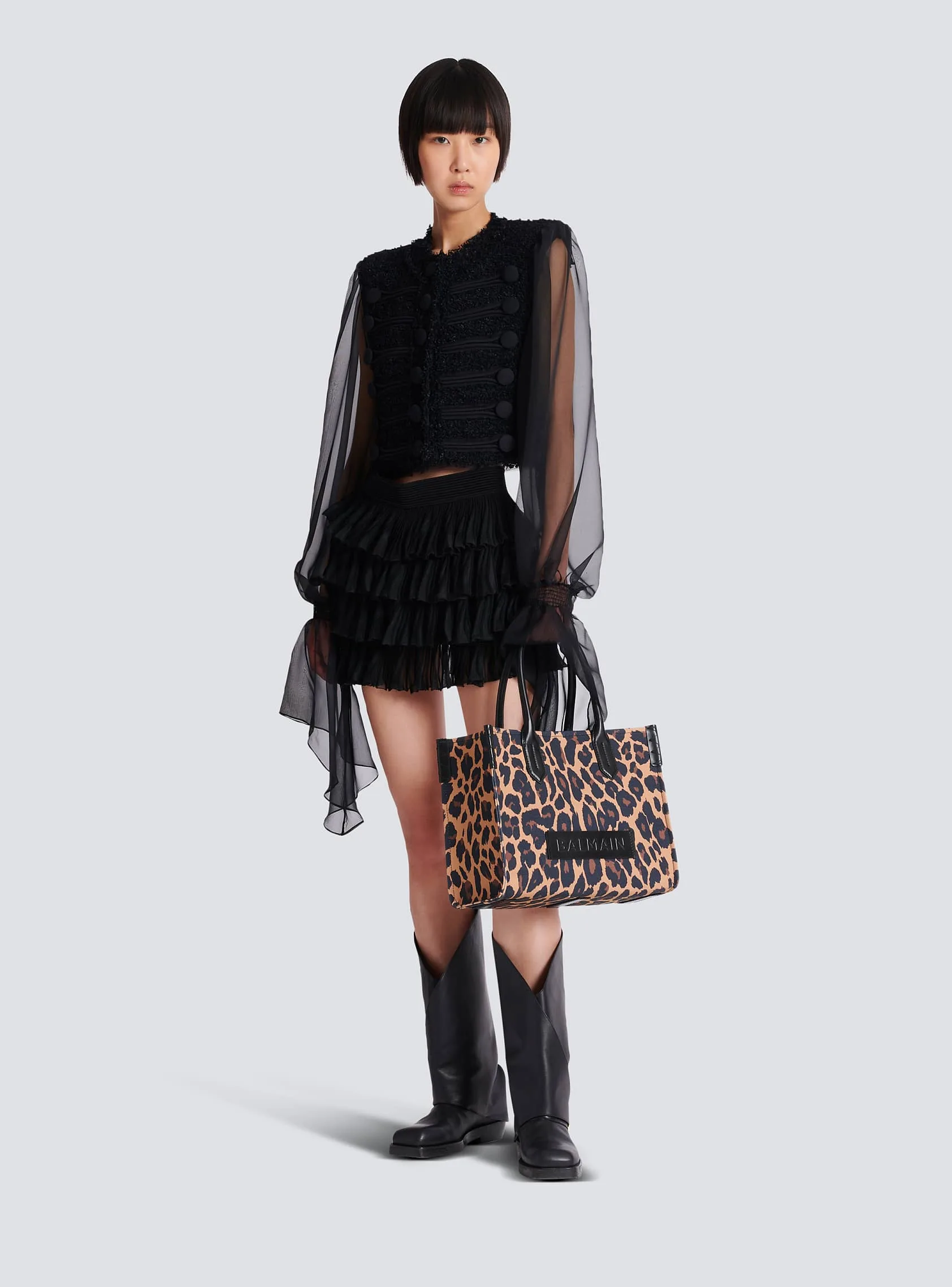 Balmain B-Army 36 Leopard Print Tote Bag
