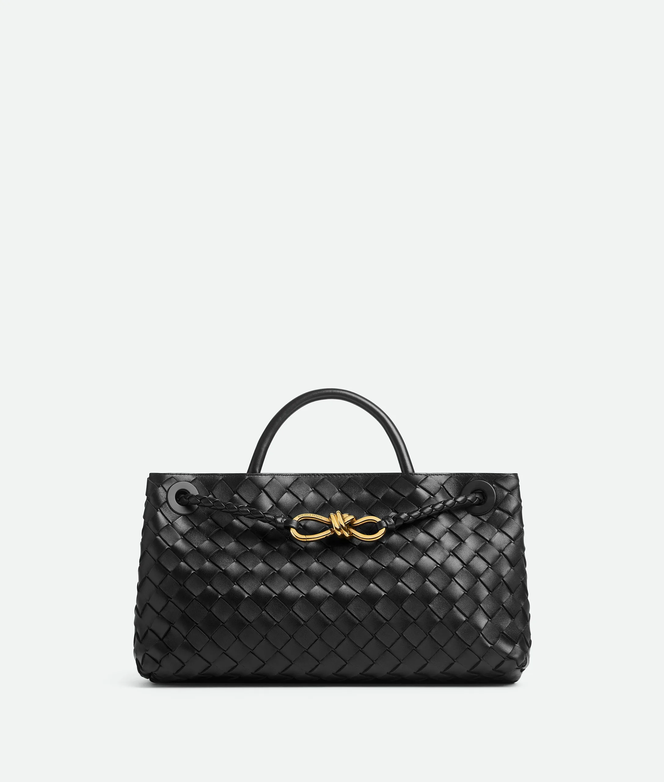 Bottega Veneta East West Andiamo Black Intrecciato Leather Top Handle Bag