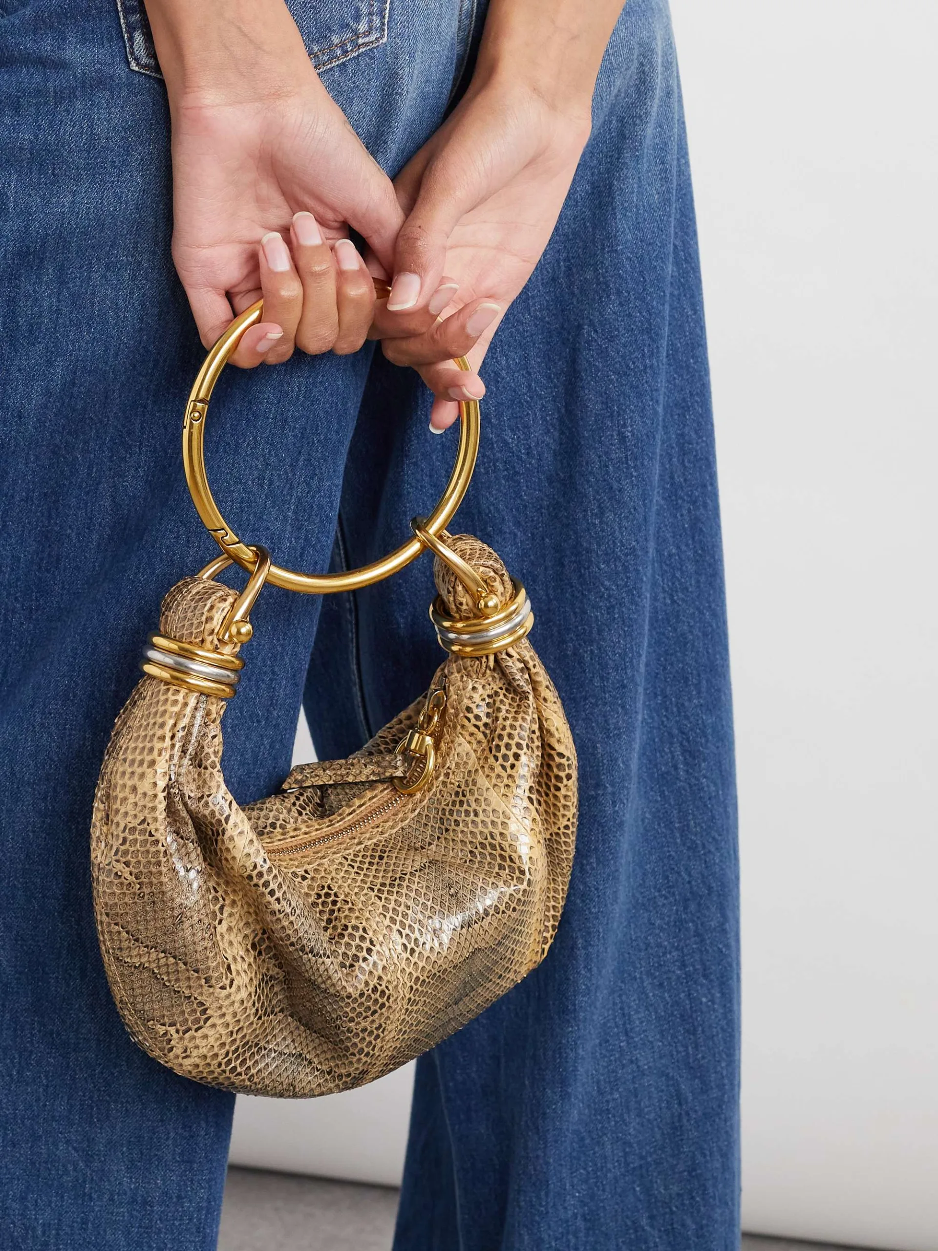 Chloé Bracelet Embellished Watersnake Shoulder Bag