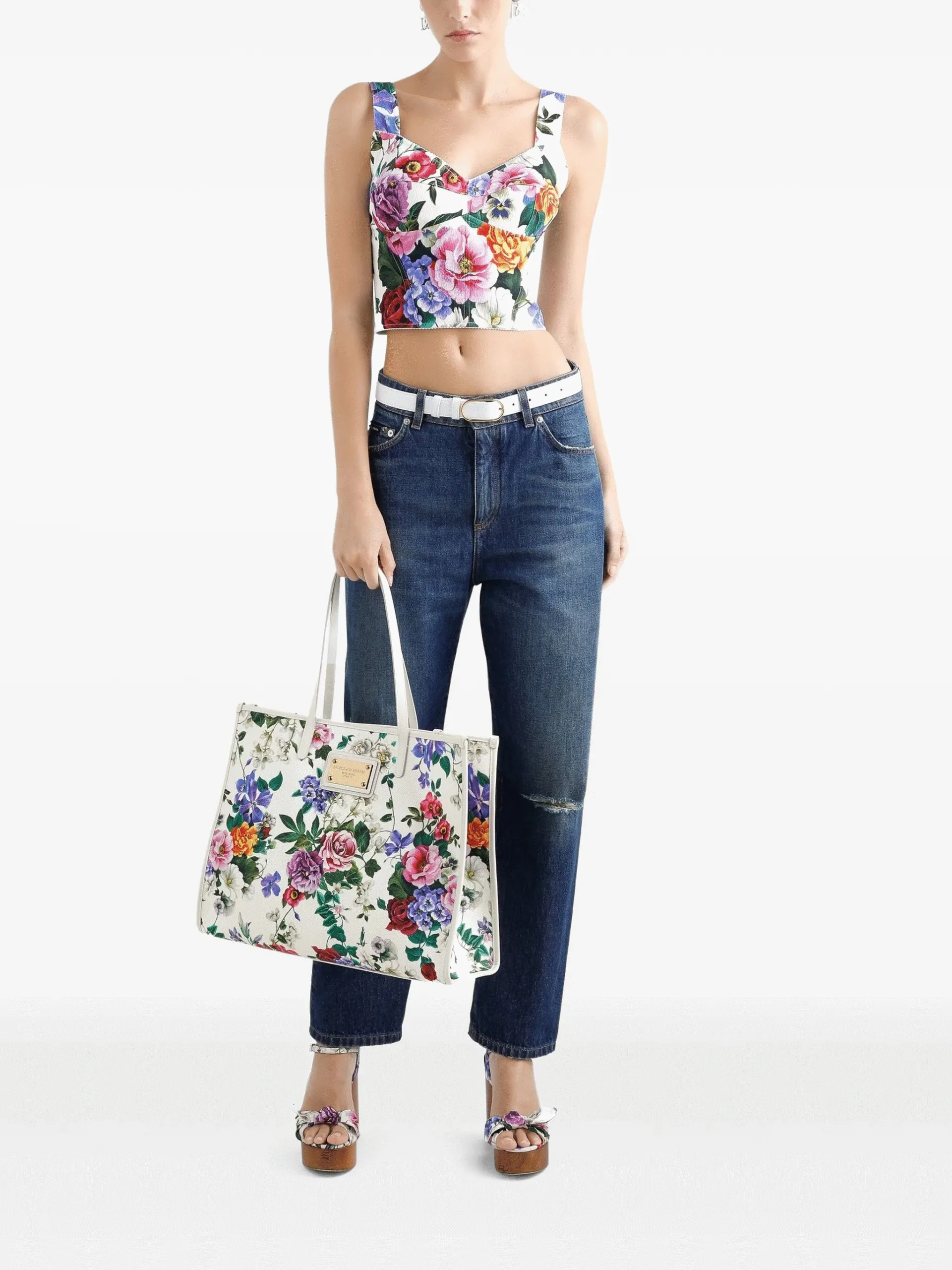 Dolce & Gabbana Large Floral Print Shoulder Bag
