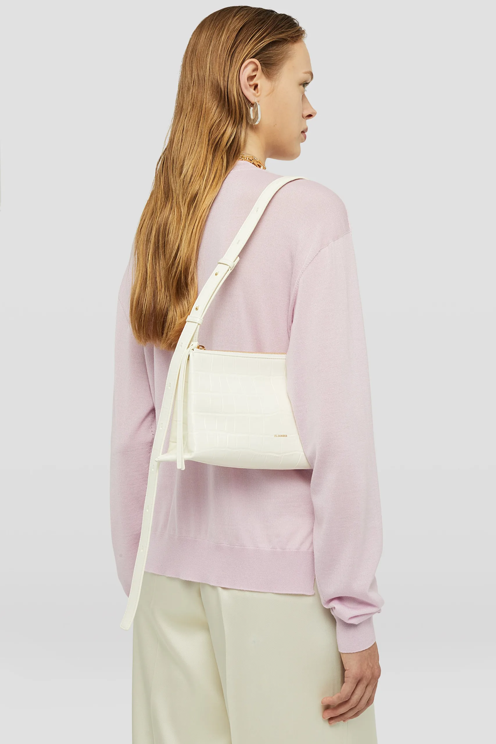 Jil Sander Empire Small Embossed Logo Shoulder Bag