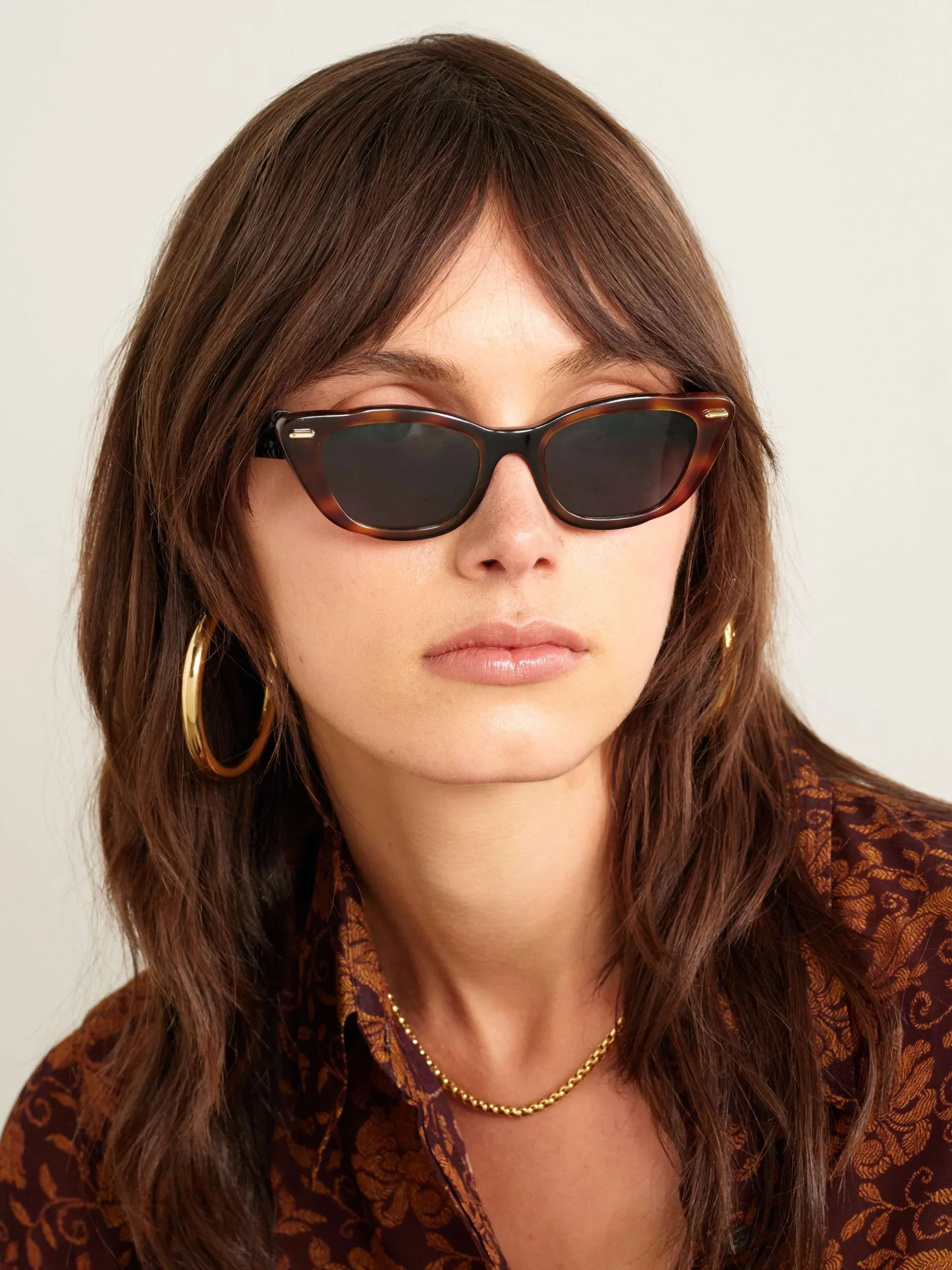 Fendi Interlace Cat-Eye Leather-Trimmed Sunglasses